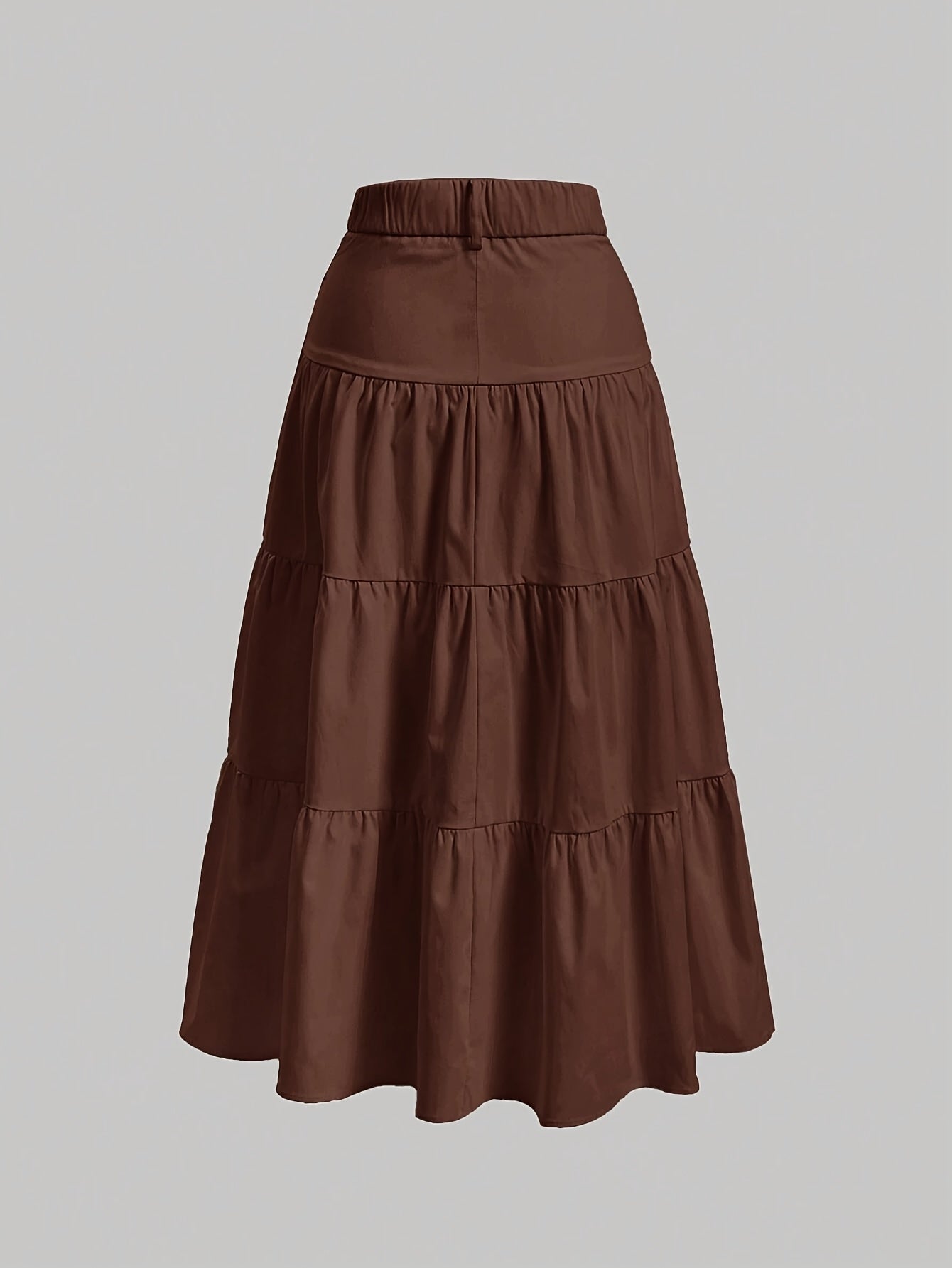 Damen Maxirock Elegant Stufenrock mit Hohem Bund für Alltag und Freizeit