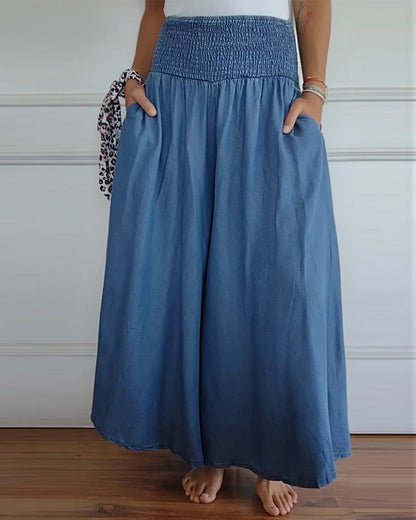 Damen Weite-Hose mit hohem Bund – Lässige elegante Freizeithose, bequemer Alltagsstil