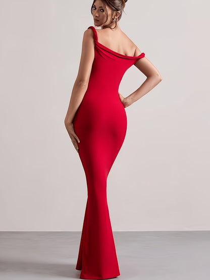 Damen Abendkleid Elegant One-Shoulder Maxikleid Figurbetont für besondere Anlässe