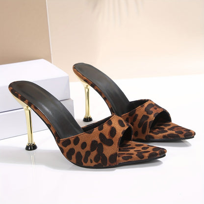 Damen High Heel Stiletto Mules mit Animal-Print für stilvolle Abende und Events
