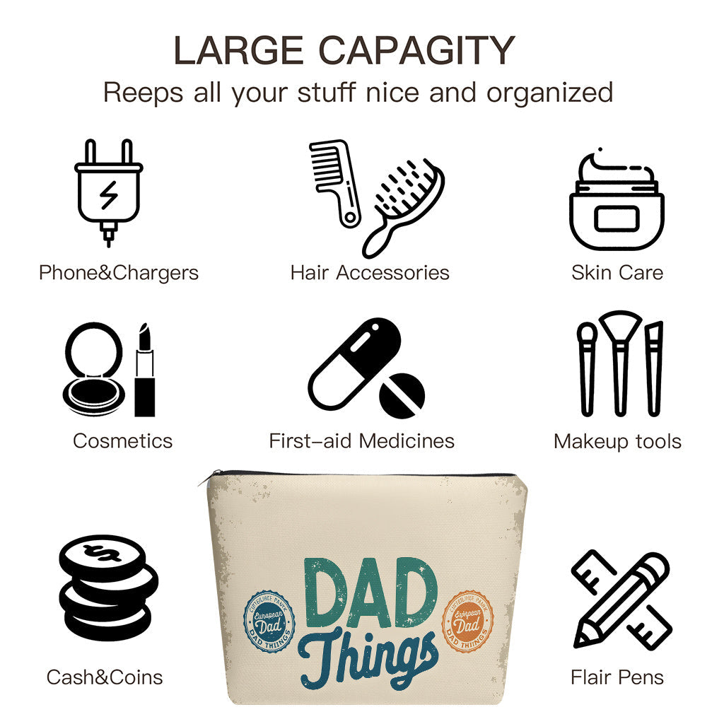 Vätertag Kulturbeutel für Herren – Vintage Stil Aufbewahrungstasche für "Dad Things" – Praktische Geschenkidee
