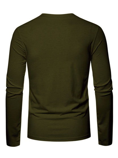 Herren Langarmshirt Rundhals mit Hirsch-Logo, Freizeit T-Shirt