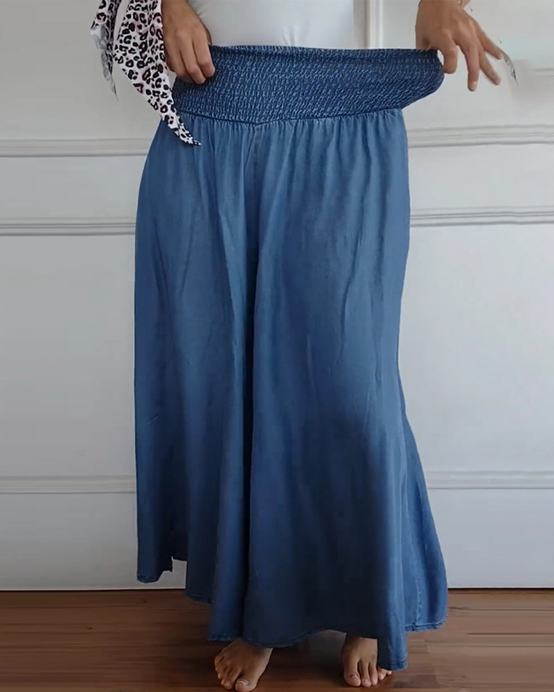 Damen Weite-Hose mit hohem Bund – Lässige elegante Freizeithose, bequemer Alltagsstil