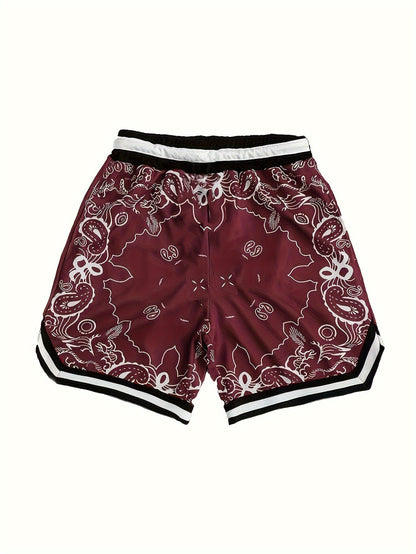 Herren Bandana-Print Basketball Shorts Sport Streetwear Freizeit