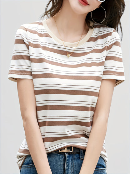 Damen T-Shirt mit Streifenmuster im maritimen Stil – Freizeit & Alltag