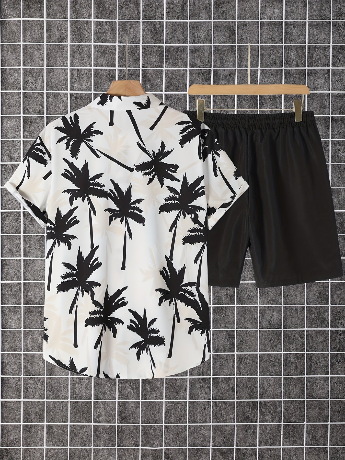 Herren Strandhemd Set – Lässiges Palmenmuster für Sommer und Urlaub