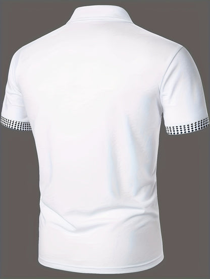 Herren Polohemd mit modernem Zip-Kragen und Kontrastmuster – Stilvolles Poloshirt für Business & Freizeit