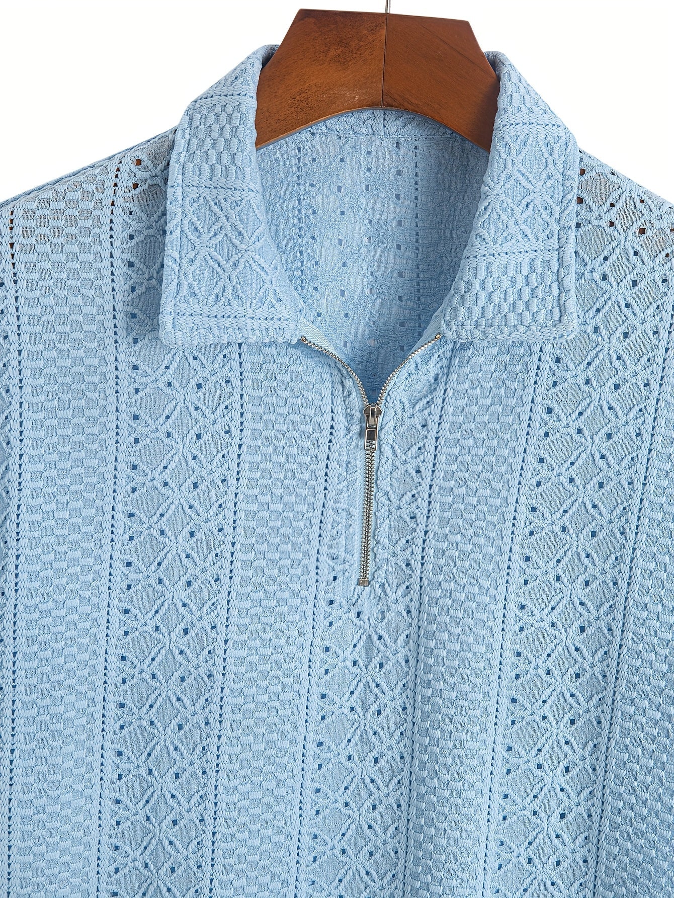 Herren Strickpolo mit Reißverschluss und modernem Muster – Elegant für Büro & Freizeit