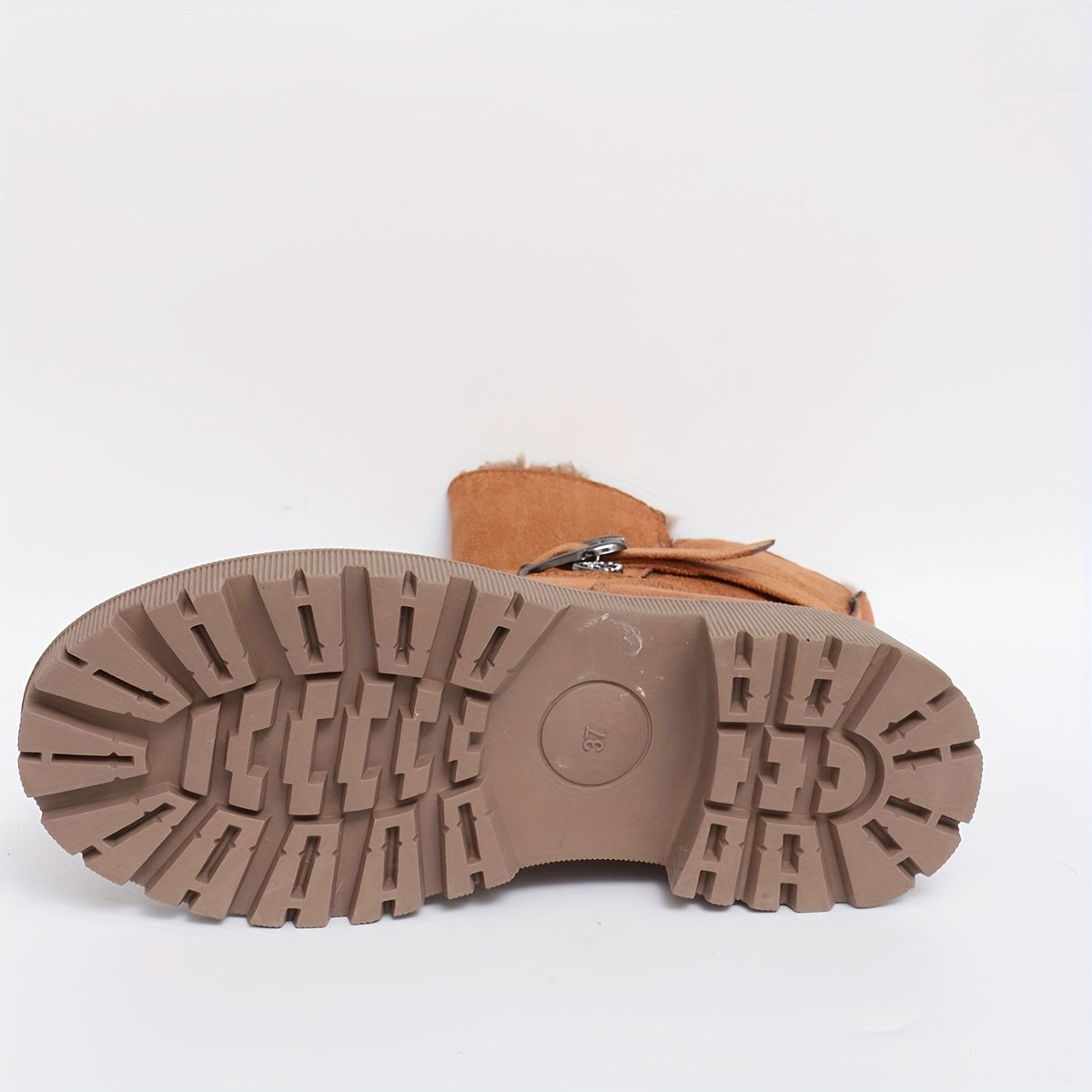 Damen Stiefeletten Hellbraun mit Fellfutter und Profilsohle