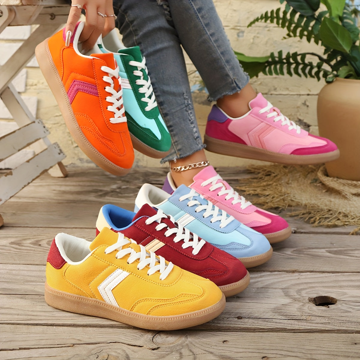 Damen Retro Sneaker im Casual Look – Bequeme Freizeitschuhe für Alltag und Streetstyle
