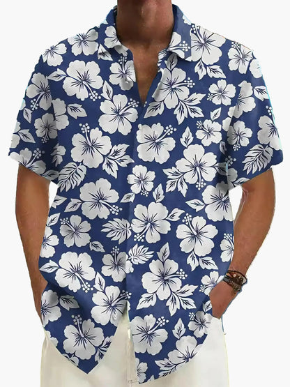 Herren Hawaiihemd im floralen Urlaubsstil – Kurzarm Freizeithemd für Strand und Sommer