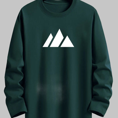 Unisex Langarmshirt mit Rundhalsausschnitt und Berg-Print