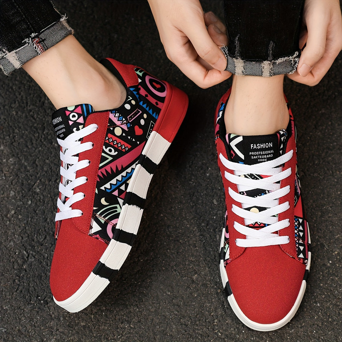 Herren Sneaker mit geometrischem Muster – Urbaner Freizeitschuh, Streetstyle, Outdoor