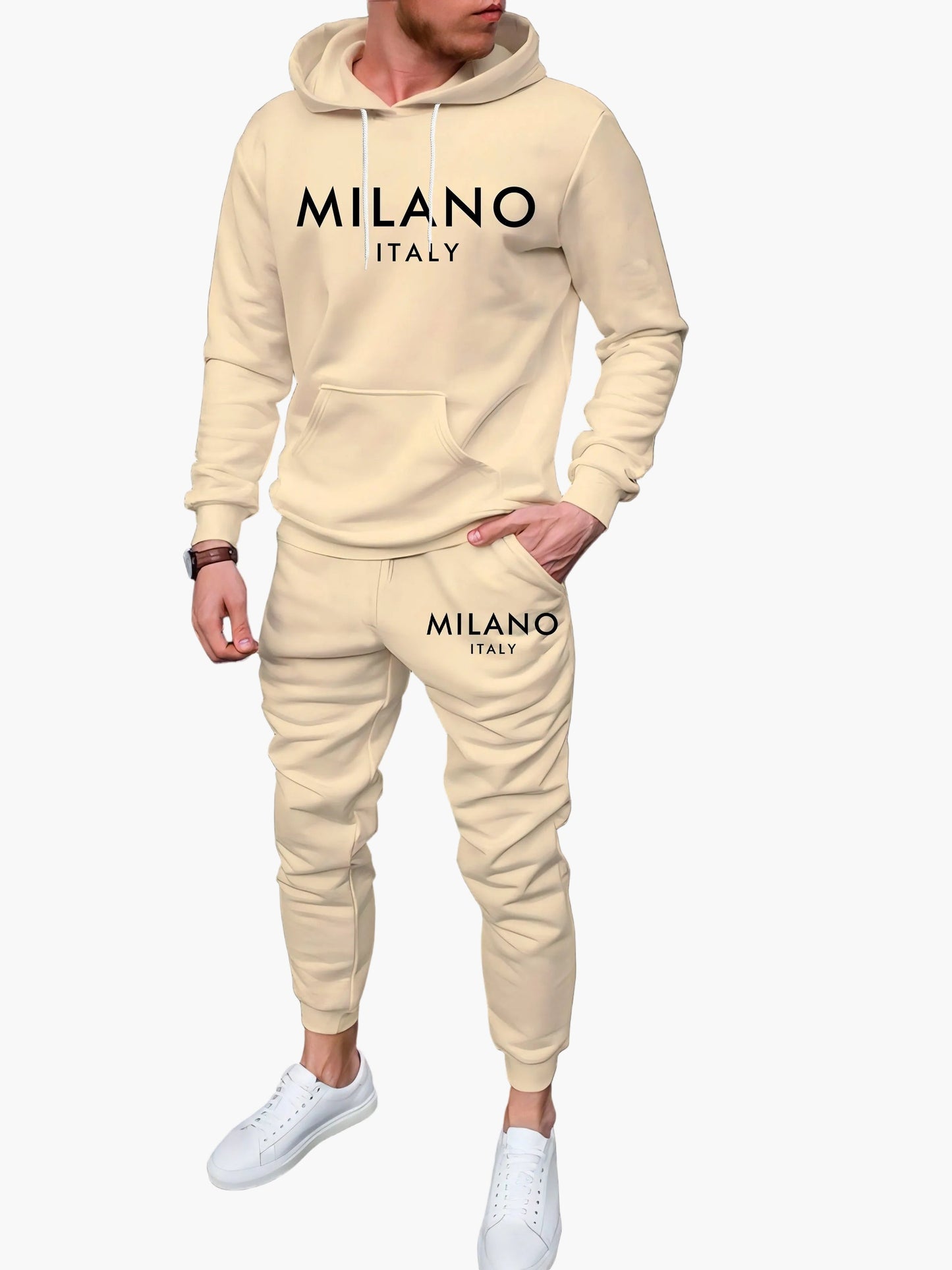 Herren Milano Italy Freizeit Jogginganzug Set – Hoodie & Jogginghose im modernen Streetwear Look