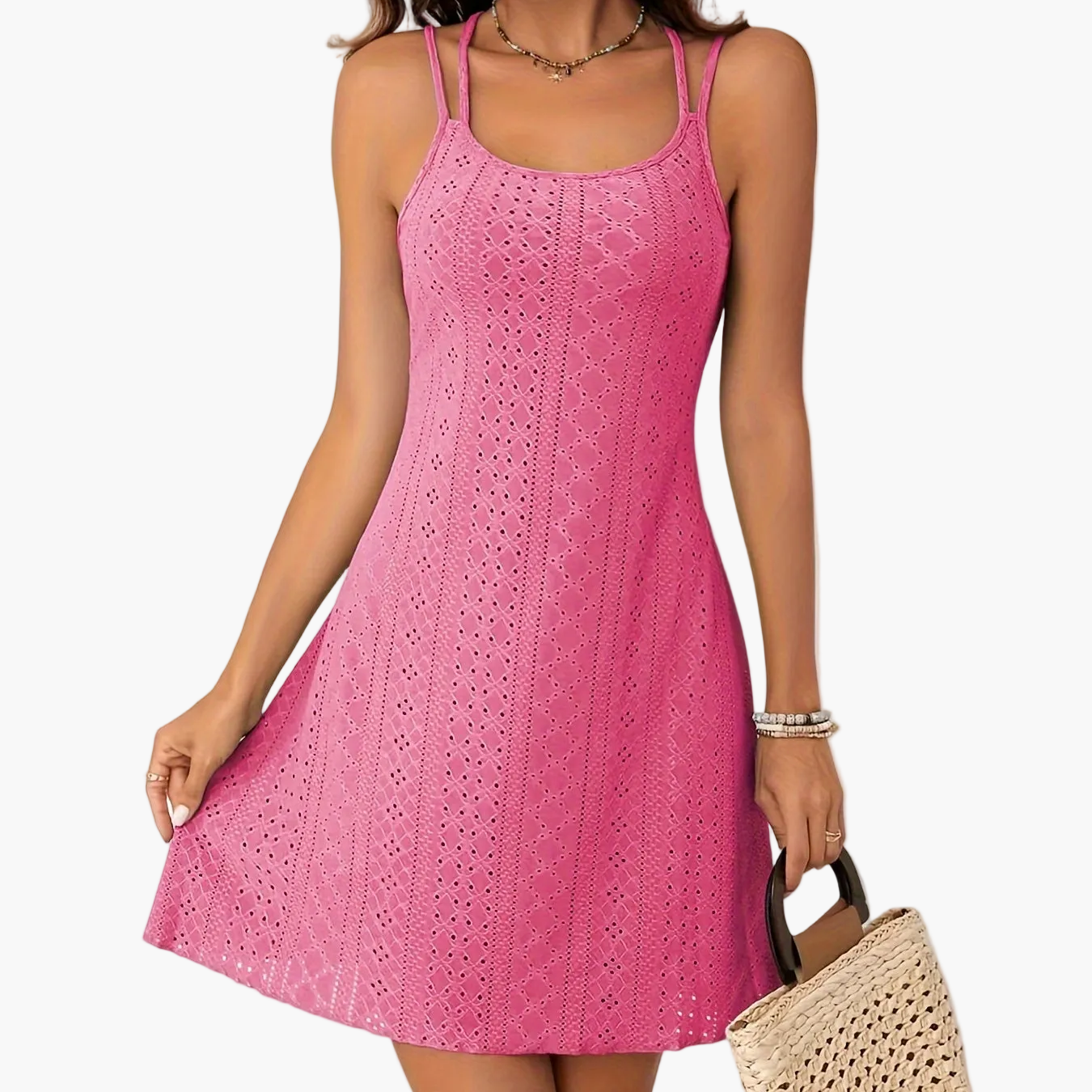 Damen Sommer A-Linienkleid mit Doppelträgern – Elegantes Freizeitkleid für Alltag & Urlaub