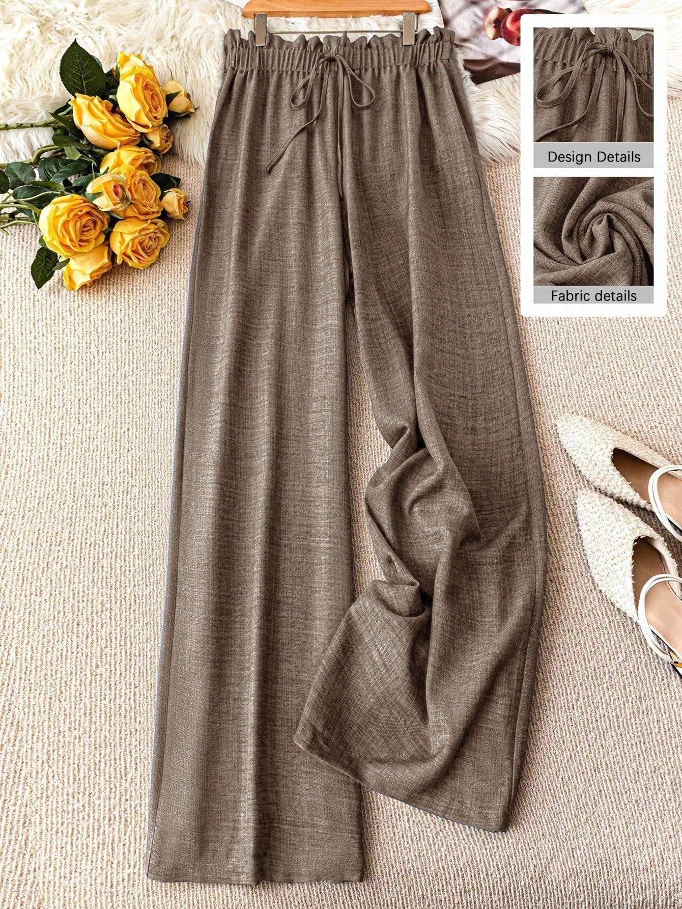 Damen Weite Freizeithose mit Kordelzug – Luftige Loungehose für Alltag und Urlaub