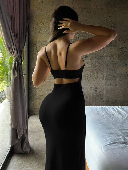 Damen Bodycon Maxikleid mit schmalen Trägern – Eleganter, figurbetonter Stil für Abend & Event
