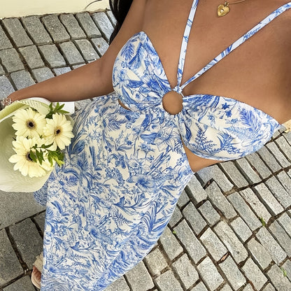 Damen Maxikleid mit Blumenmuster und Cut-Outs – Eleganter Sommerstil für Freizeit & Events
