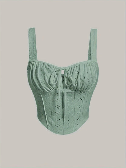 Damen Bustier Top im Boho-Stil mit Zierschnürung – Feminines Sommer-Corsagentop