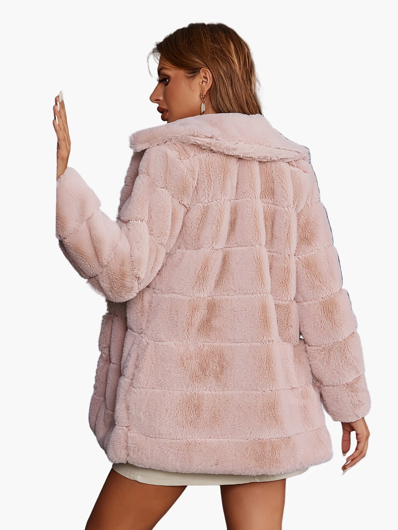 Damen Luxus Fellimitat-Jacke im modernen Streetstyle für Herbst und Winter