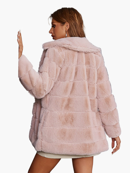 Damen Luxus Fellimitat-Jacke im modernen Streetstyle für Herbst und Winter