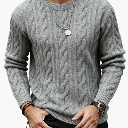 Herren Strickpullover mit Zopfmuster – Moderner Casual Style für Herbst und Winter