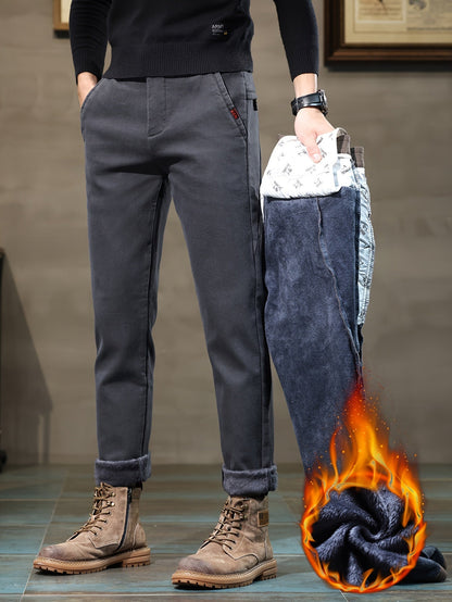 Herren gefütterte Hose Winter Warme Chinohose Cordoptik