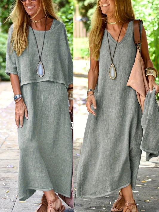 Damen Zweiteiliges Maxikleid Set Casual Sommer Boho Stil