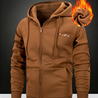 Herren Hoodie mit Reißverschluss, gefüttert, Langarm, Kängurutasche