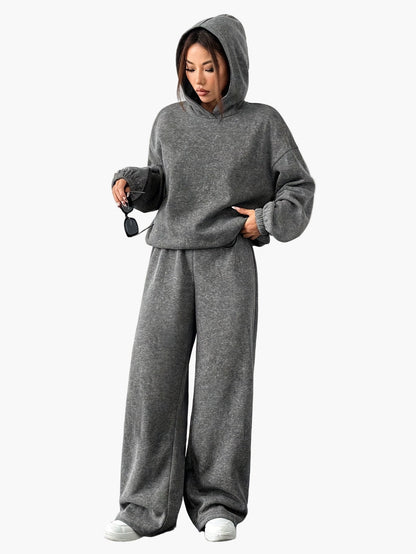 Damen Freizeit Trainingsanzug Set – Bequemer Hoodie und Weite Jogginghose für Alltag & Sport
