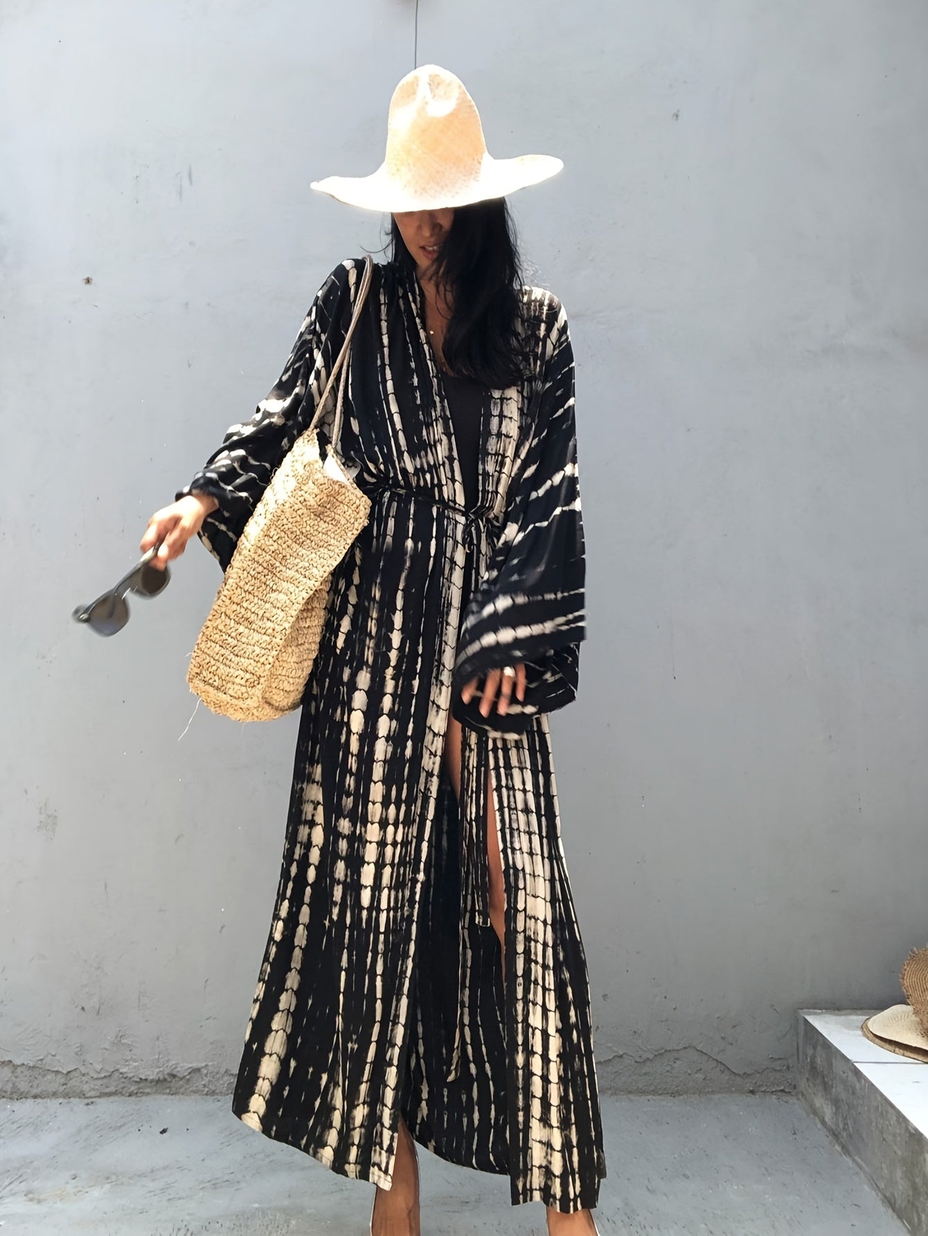 Damen Kimono Maxikleid im Boho-Stil – Elegantes Überwurfkleid für Strand & Urlaub