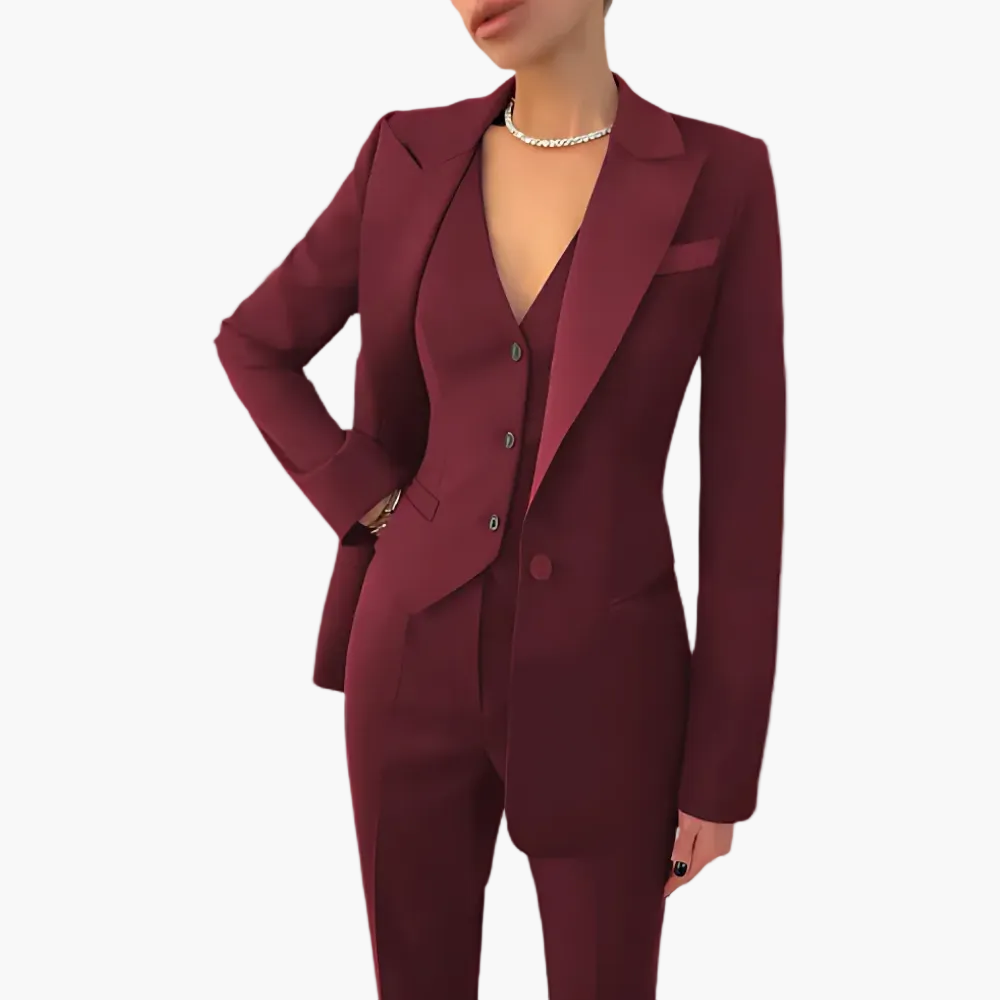 Damen Business Anzug 3-teilig – Elegantes Blazer-Weste-Hosen Set für Büro & besondere Anlässe