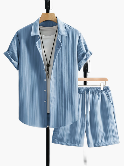 Herren Sommer Freizeit Set – Kurzarm Hemd & Shorts – Stilvolles, Lockeres Outfit für Alltag & Urlaub