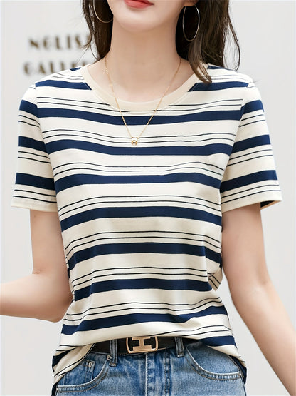 Damen T-Shirt mit Streifenmuster im maritimen Stil – Freizeit & Alltag