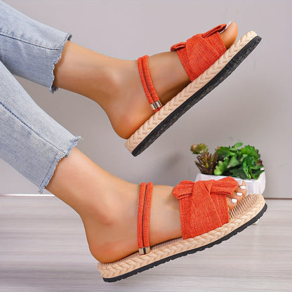 Damen Sommer Sandalen mit Schleife und Knöchelriemen – Bequeme Freizeitschuhe für Alltag und Urlaub