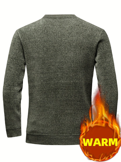 Herren Pullover Rundhals Langarm Strickpullover mit Streifenmuster