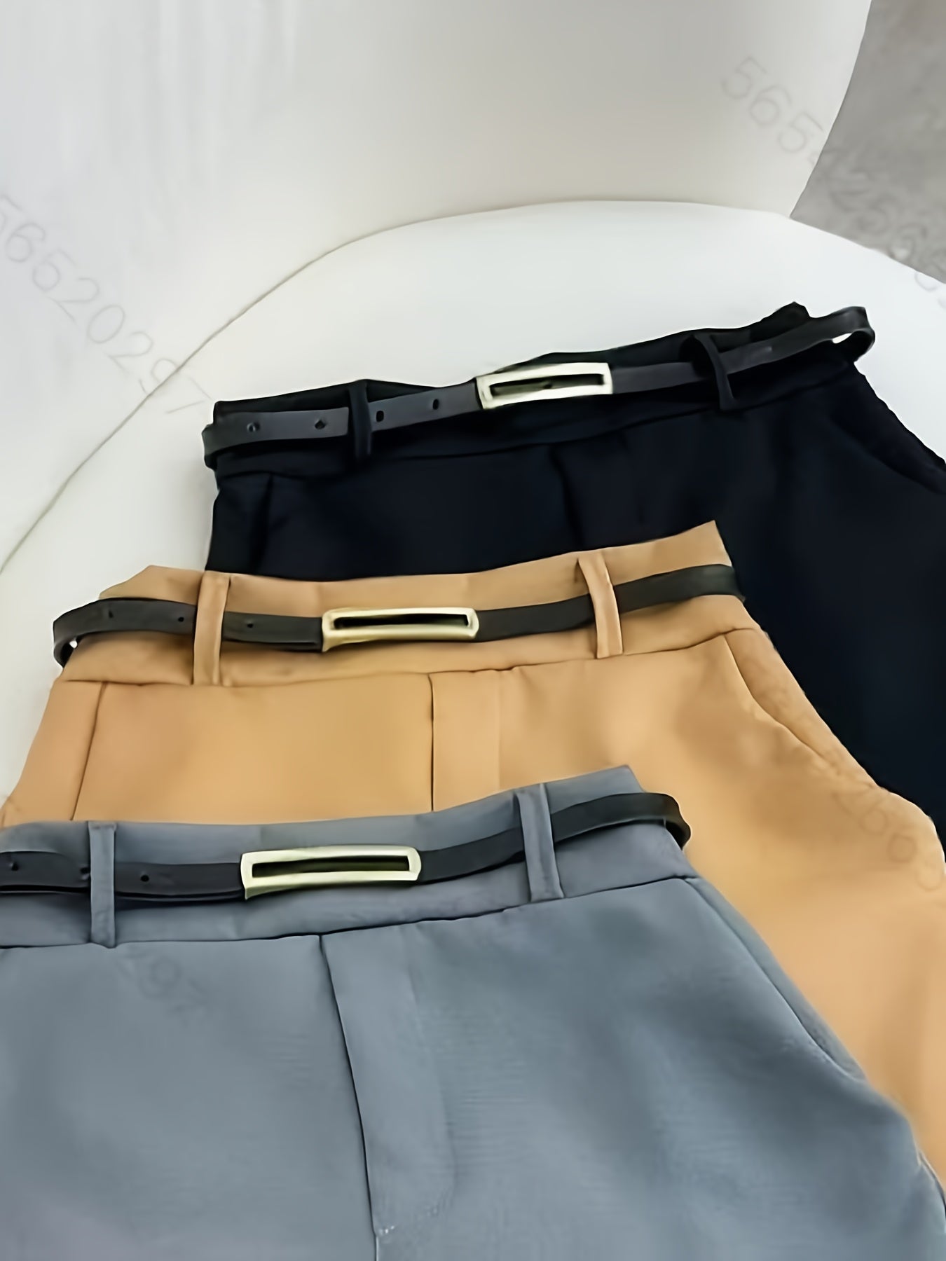 Damen Eleganter High-Waist Skort mit Gürtel-Look – Büro & Freizeit