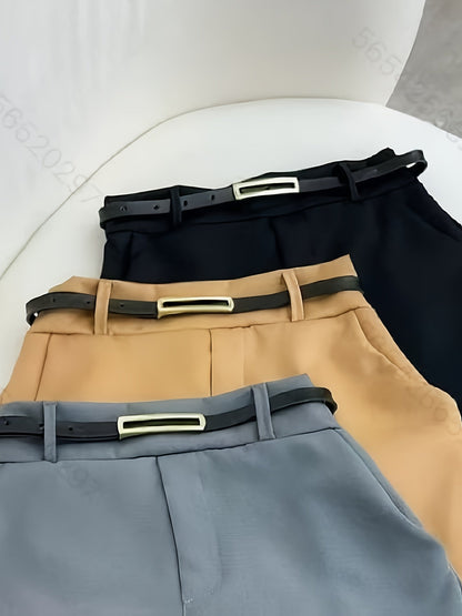 Damen Eleganter High-Waist Skort mit Gürtel-Look – Büro & Freizeit