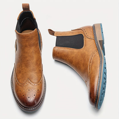 Chelsea Boots Herren Brogue-Stil mit elastischen Einsätzen und Profilsohle