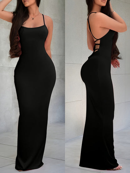 Damen Maxikleid mit offenem Rücken und Schnürdetails – Elegantes Abendkleid für besondere Anlässe