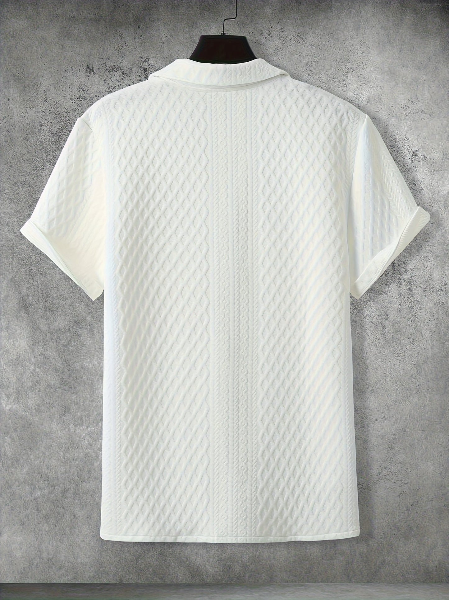 Herren Kurzarm Hemd mit Strukturmuster und Knopfleiste – Modernes Freizeitshirt für stilvolle Anlässe