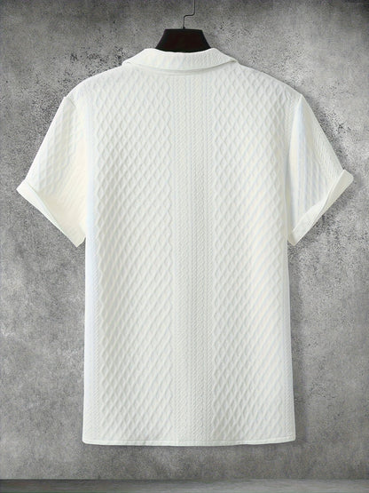Herren Kurzarm Hemd mit Strukturmuster und Knopfleiste – Modernes Freizeitshirt für stilvolle Anlässe