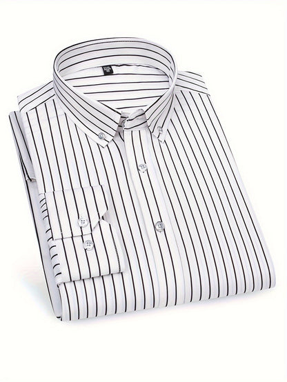 Herren Business-Freizeithemd mit modischen Streifen – Slim Fit, ideal für Büro und Alltag