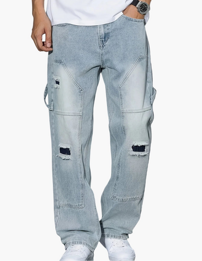 Herren Cargo Jeans im Loose Fit Streetstyle – Modische Distressed Denim Hose für Alltag & Freizeit