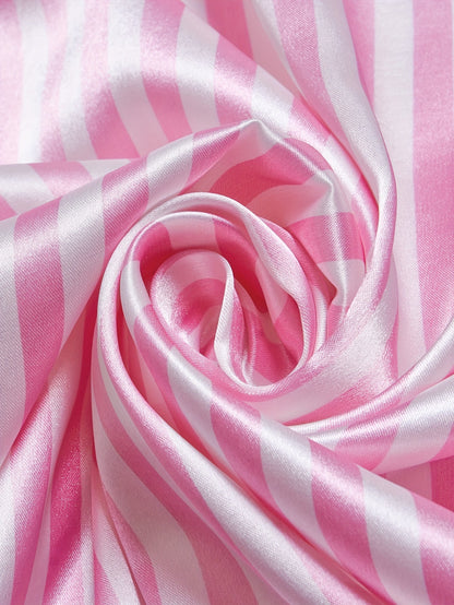 Damen Satin Pyjama Set Kurzarm mit Streifen – Stilvolles Nachtwäsche-Set für erholsamen Schlaf