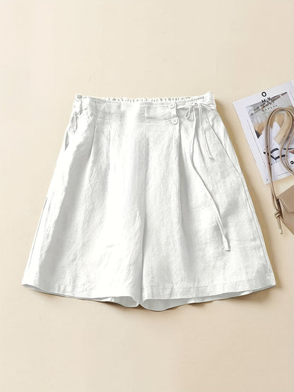 Damen Weite Freizeithose Shorts – Elegante High-Waist Culottes für Alltag und Büro