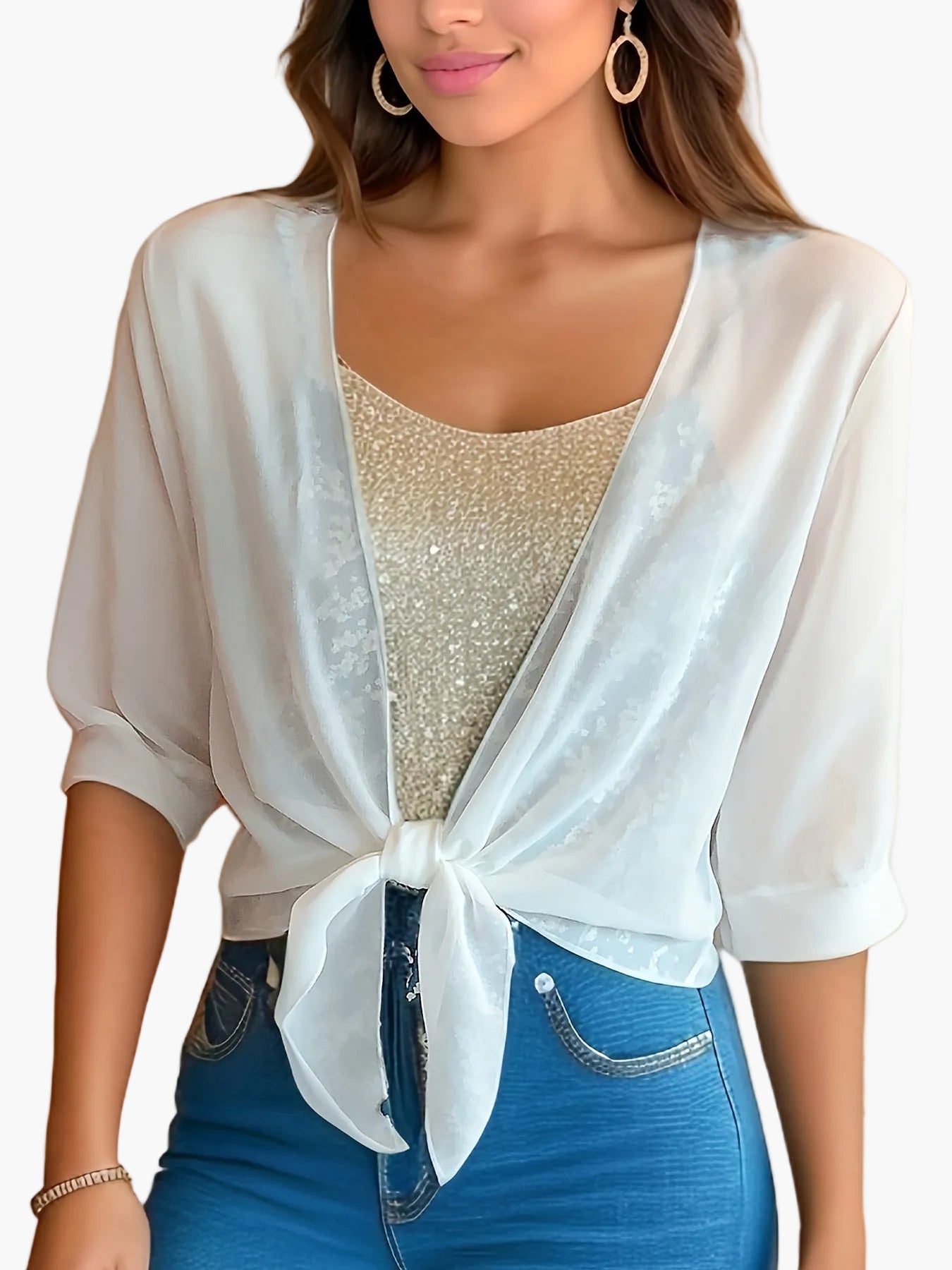 Damen Bluse im modernen Lagenlook mit Knoten-Design – Stilvolle Bluse für Freizeit und Alltag