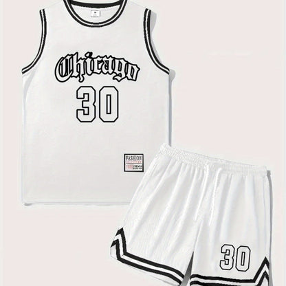 Herren Basketball Trikot Set Chicago 30 – Sportliches Tanktop und Shorts für Training und Freizeit