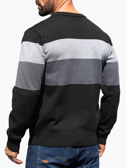 Herren Strickpullover mit Blockstreifen – Moderner Casual Look für Herbst und Winter