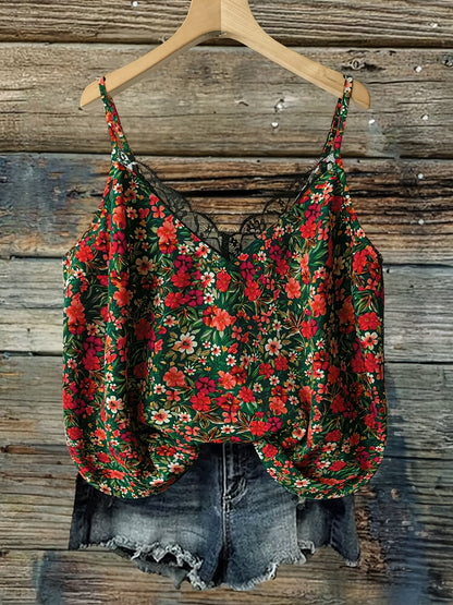 Damen Blusentop mit Blumenmuster und Spitzenbesatz – Lässiger Sommer-Style